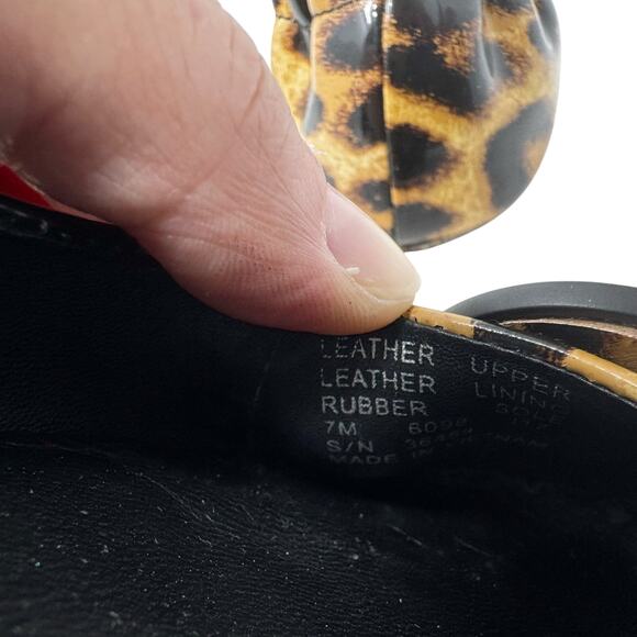 Tory Burch Minnie Leopard Print Patent Leather Travel Ballet Flats Size 7 - Picture 5 of 8